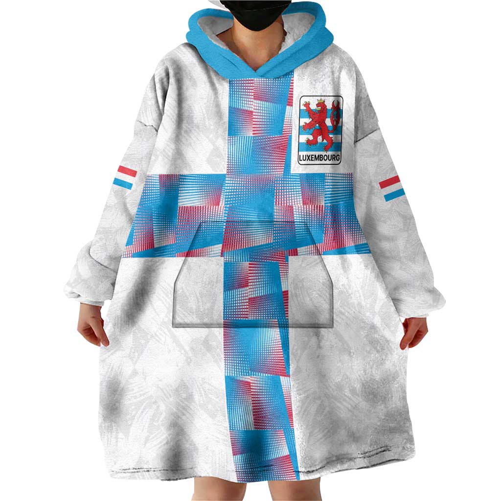 Luxembourg Football Custom Wearable Blanket Hoodie Les Lions Rouges - Wonder Print Shop