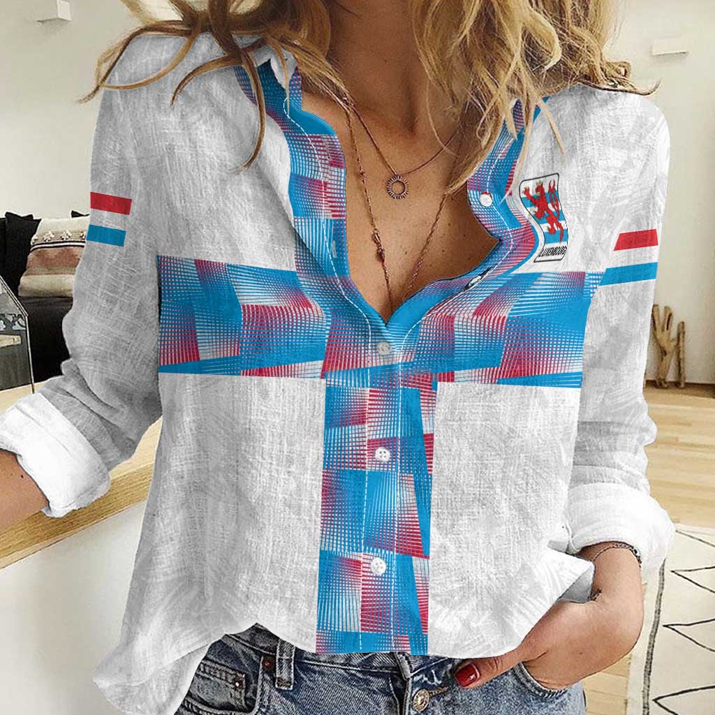 Luxembourg Football Custom Women Casual Shirt Les Lions Rouges - Wonder Print Shop