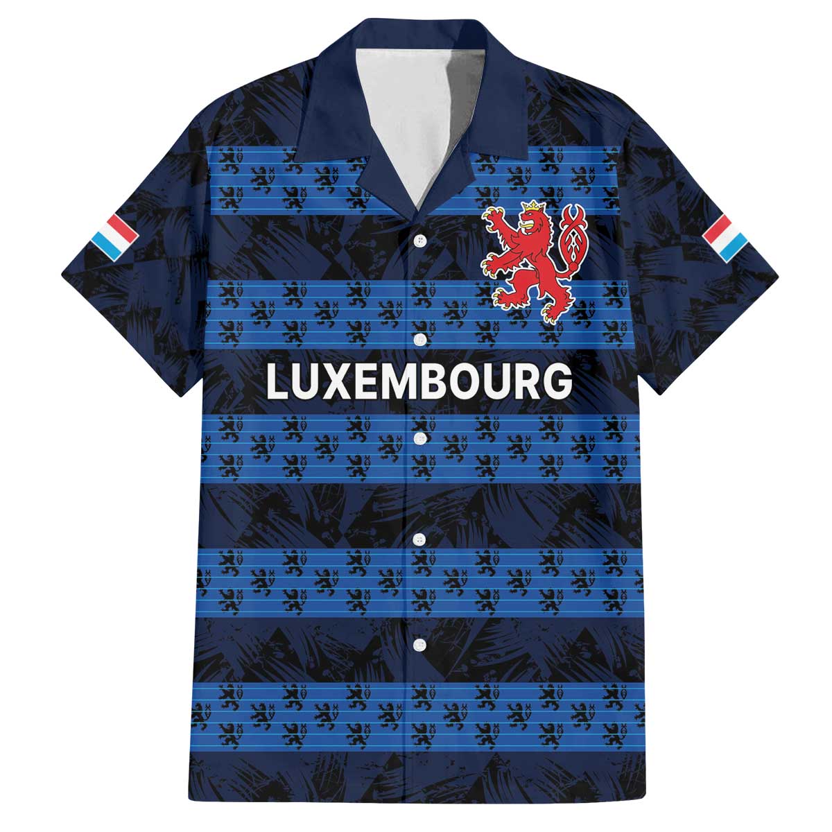 Luxembourg Football Custom Family Matching Off The Shoulder Long Sleeve Dress and Hawaiian Shirt The Red Lions Tribal Pattern - Wonder Print Shop