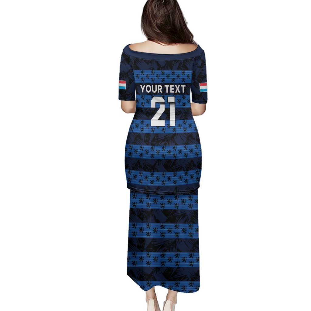 Luxembourg Football Custom Family Matching Puletasi and Hawaiian Shirt The Red Lions Tribal Pattern - Wonder Print Shop