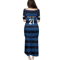 Luxembourg Football Custom Family Matching Puletasi and Hawaiian Shirt The Red Lions Tribal Pattern - Wonder Print Shop