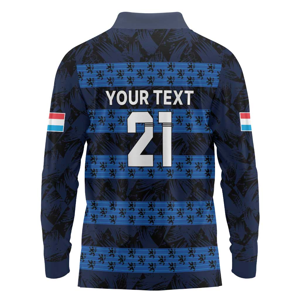 Luxembourg Football Custom Long Sleeve Polo Shirt The Red Lions Tribal Pattern - Wonder Print Shop