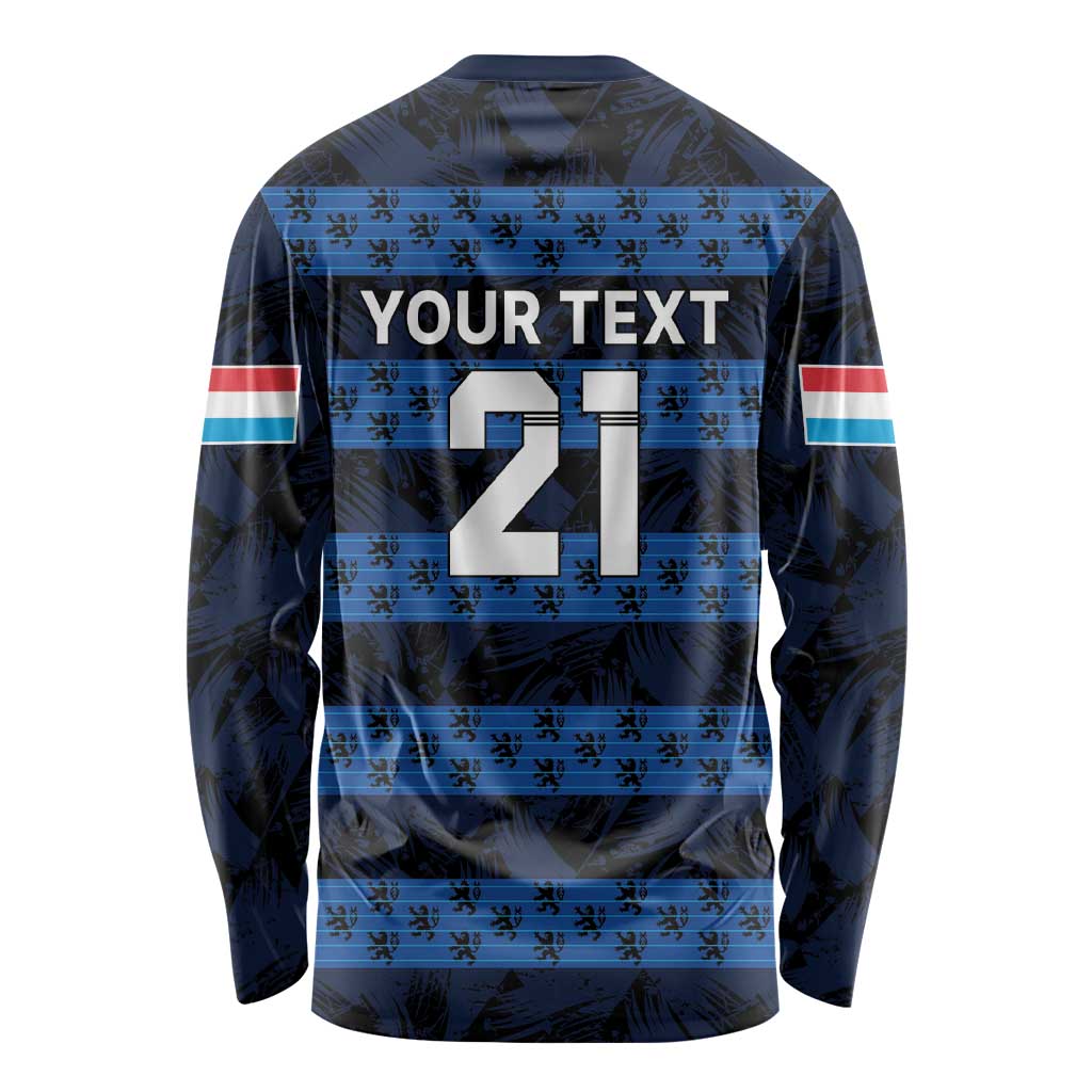 Luxembourg Football Custom Long Sleeve Shirt The Red Lions Tribal Pattern - Wonder Print Shop