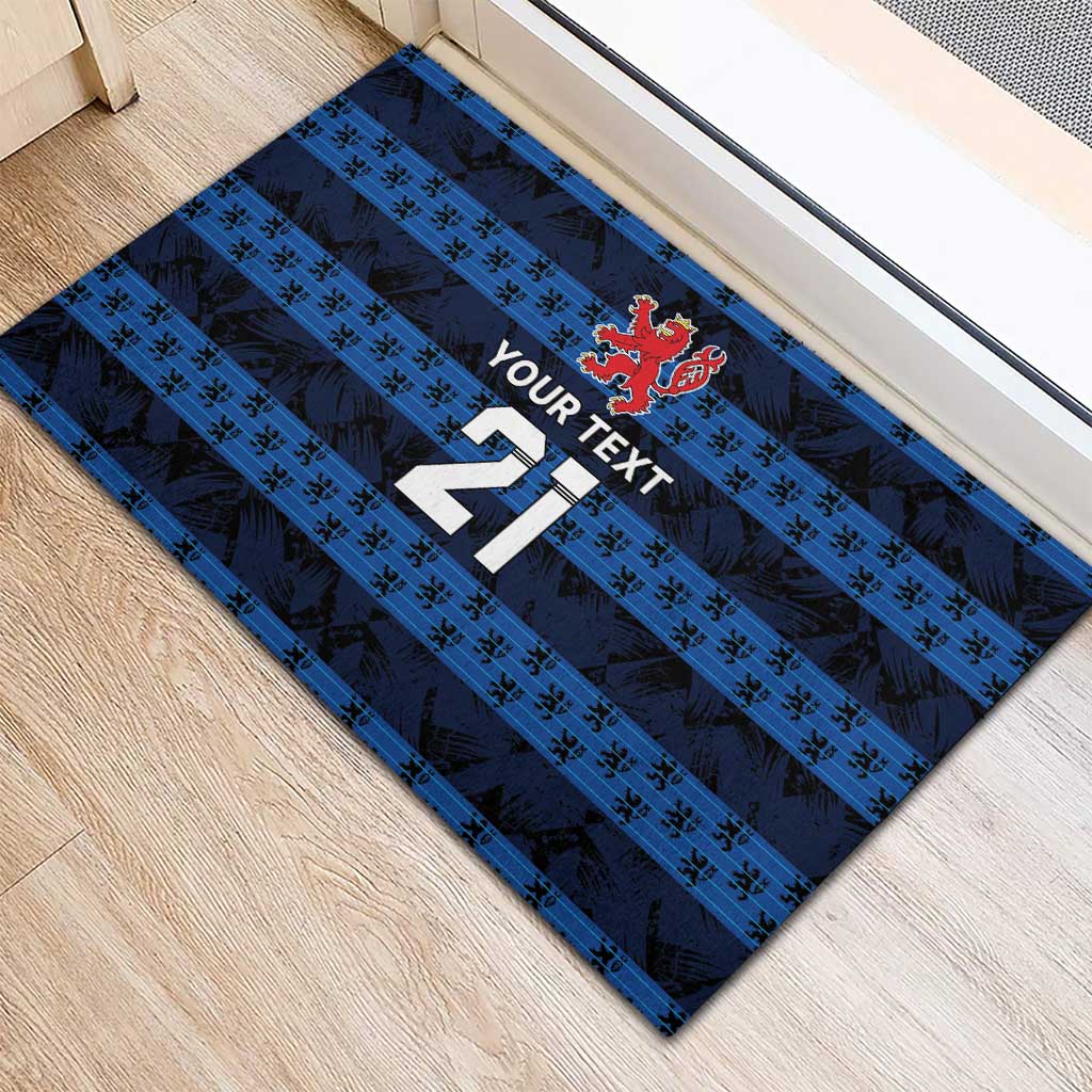 Luxembourg Football Custom Rubber Doormat The Red Lions Tribal Pattern - Wonder Print Shop