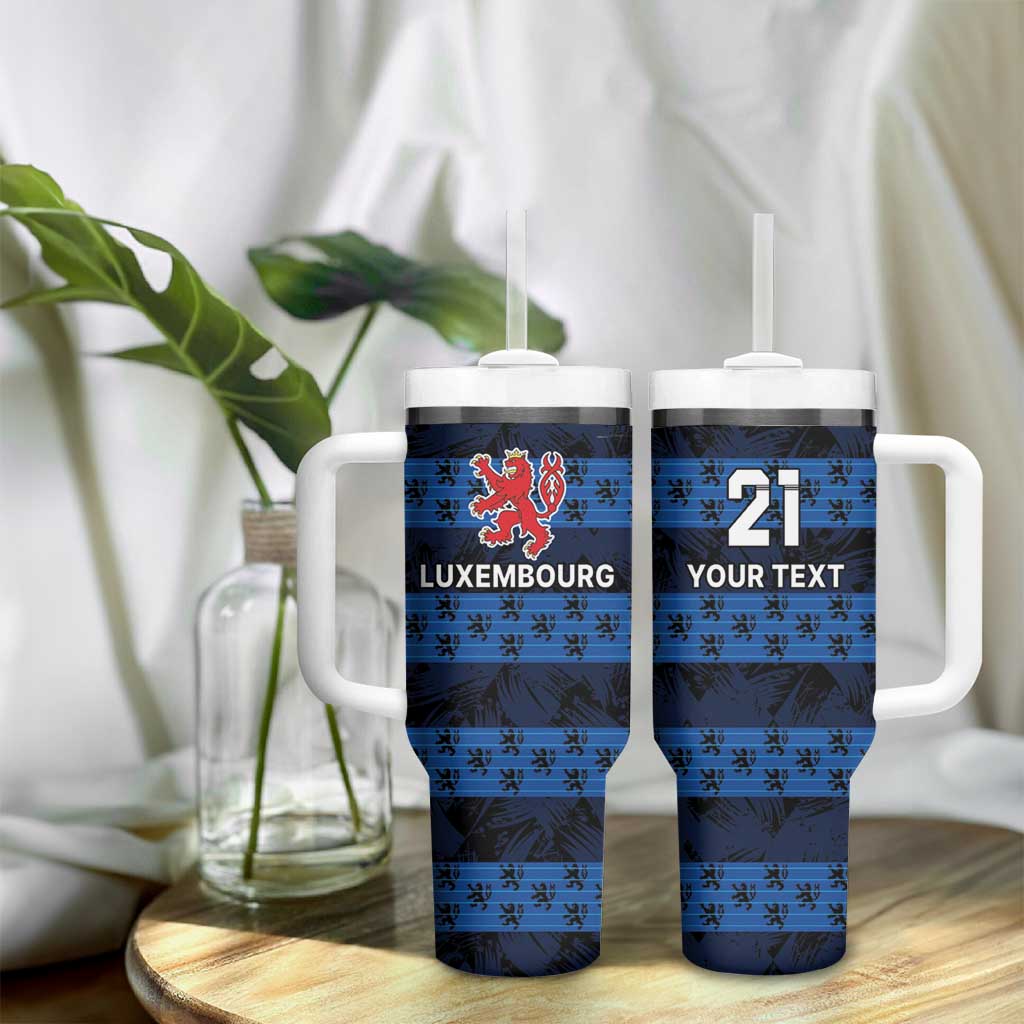 Luxembourg Football Custom Tumbler With Handle The Red Lions Tribal Pattern - Wonder Print Shop