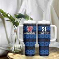 Luxembourg Football Custom Tumbler With Handle The Red Lions Tribal Pattern - Wonder Print Shop