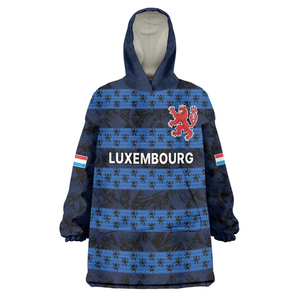 Luxembourg Football Custom Wearable Blanket Hoodie The Red Lions Tribal Pattern - Wonder Print Shop