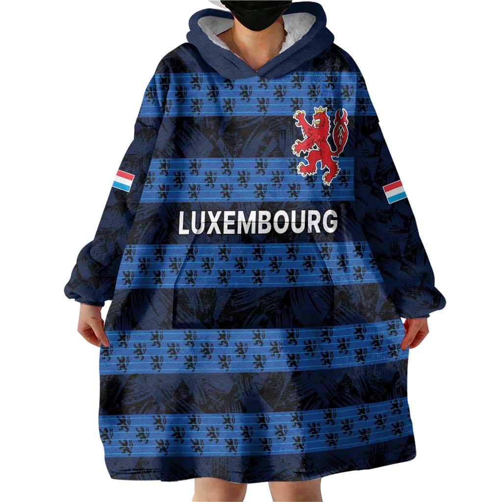 Luxembourg Football Custom Wearable Blanket Hoodie The Red Lions Tribal Pattern - Wonder Print Shop