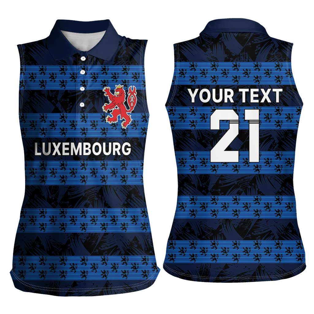 Luxembourg Football Custom Women Sleeveless Polo Shirt The Red Lions Tribal Pattern - Wonder Print Shop