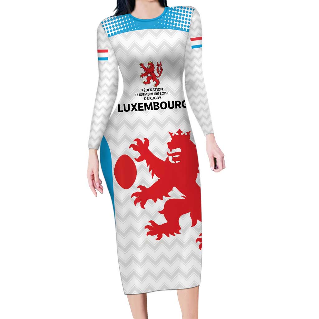 Luxembourg Custom Family Matching Long Sleeve Bodycon Dress and Hawaiian Shirt Motifs 2021-22 Federation Luxembourgeoise de Rugby LT9 - Wonder Print Shop