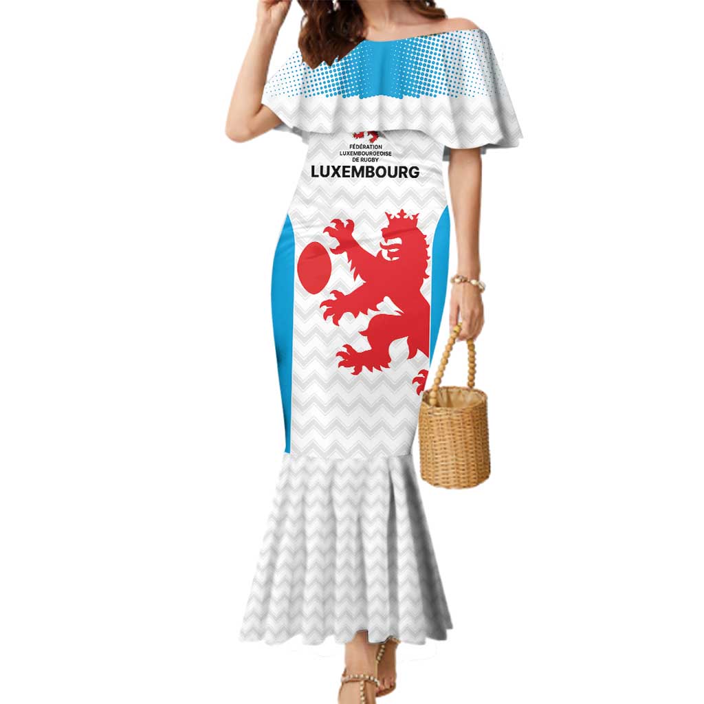 Luxembourg Custom Family Matching Mermaid Dress and Hawaiian Shirt Motifs 2021-22 Federation Luxembourgeoise de Rugby LT9 - Wonder Print Shop