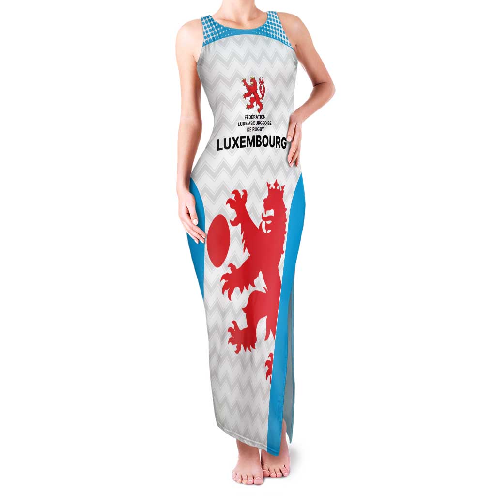 Luxembourg Custom Family Matching Tank Maxi Dress and Hawaiian Shirt Motifs 2021-22 Federation Luxembourgeoise de Rugby - Wonder Print Shop