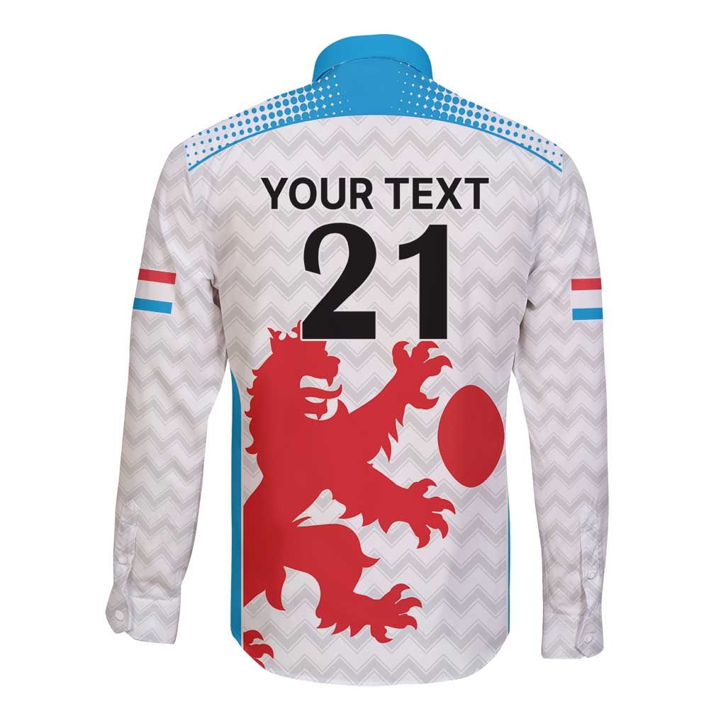 Luxembourg Custom Long Sleeve Button Shirt Motifs 2021-22 Federation Luxembourgeoise de Rugby - Wonder Print Shop