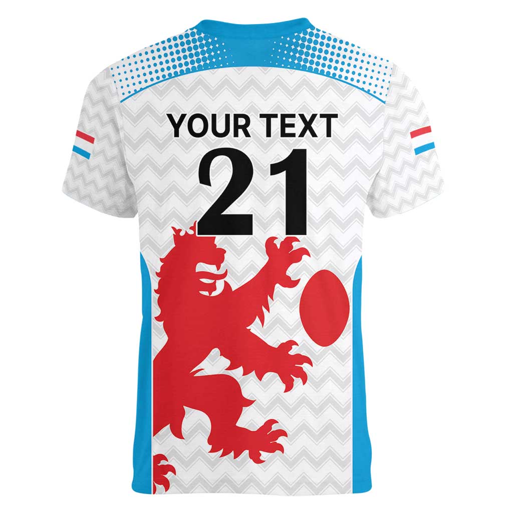Luxembourg Custom Women V-Neck T-Shirt Motifs 2021-22 Federation Luxembourgeoise de Rugby - Wonder Print Shop