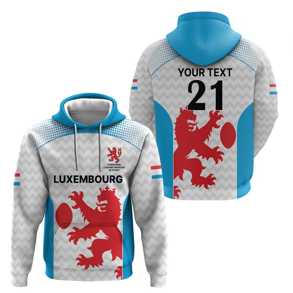 Luxembourg Custom Zip Hoodie Motifs 2021-22 Federation Luxembourgeoise de Rugby - Wonder Print Shop
