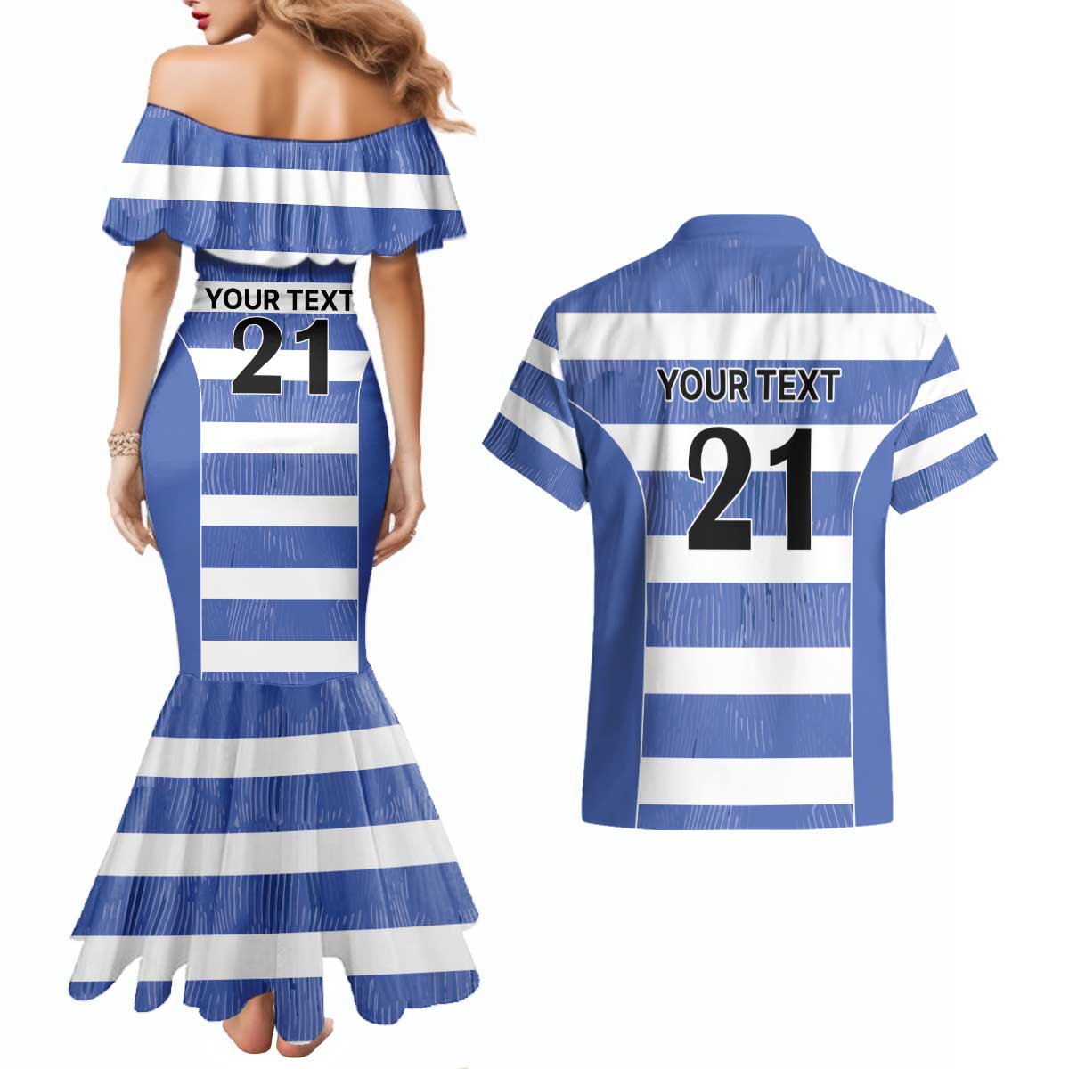 Luxembourg Rugby Custom Couples Matching Mermaid Dress and Hawaiian Shirt Motifs 1997 Vintage LT9 - Wonder Print Shop