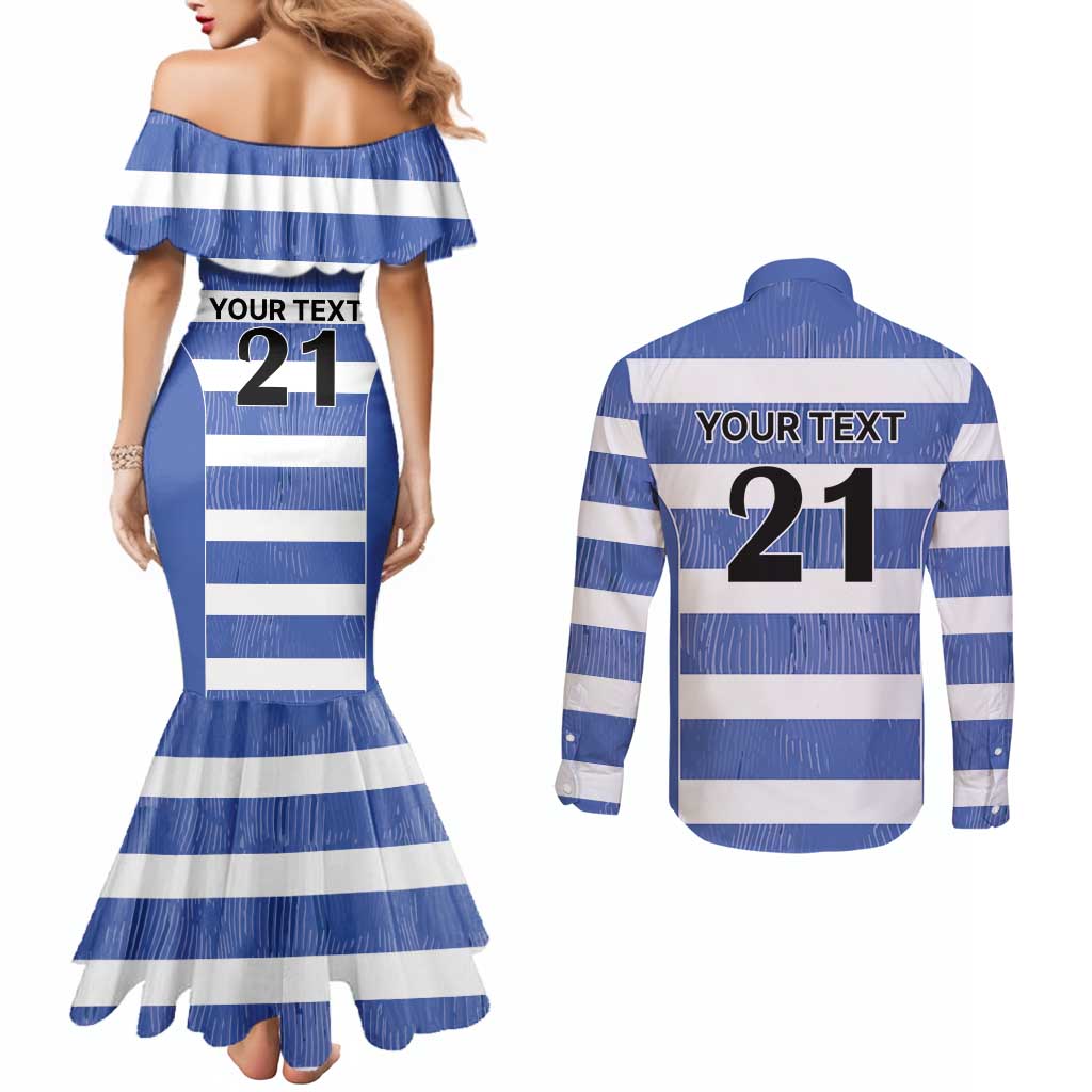 Luxembourg Rugby Custom Couples Matching Mermaid Dress and Long Sleeve Button Shirt Motifs 1997 Vintage