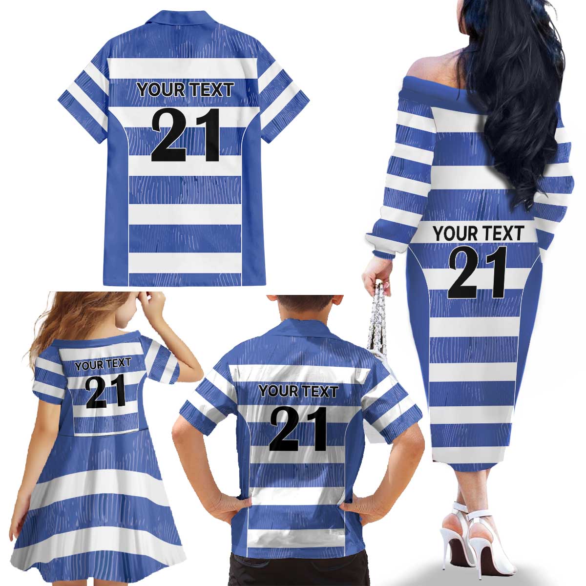 Luxembourg Rugby Custom Family Matching Off The Shoulder Long Sleeve Dress and Hawaiian Shirt Motifs 1997 Vintage - Wonder Print Shop