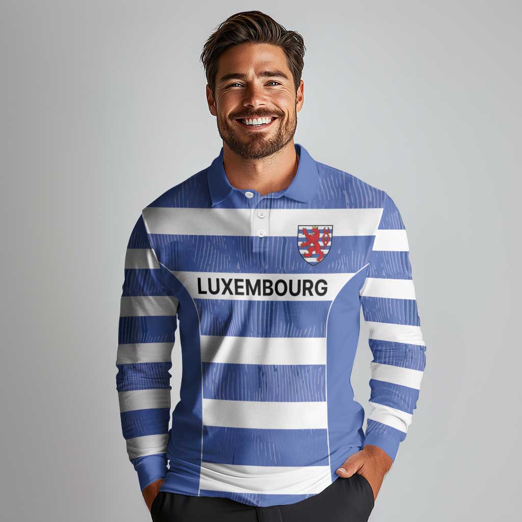 Luxembourg Rugby Custom Long Sleeve Polo Shirt Motifs 1997 Vintage - Wonder Print Shop