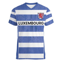 Luxembourg Rugby Custom Women V-Neck T-Shirt Motifs 1997 Vintage - Wonder Print Shop