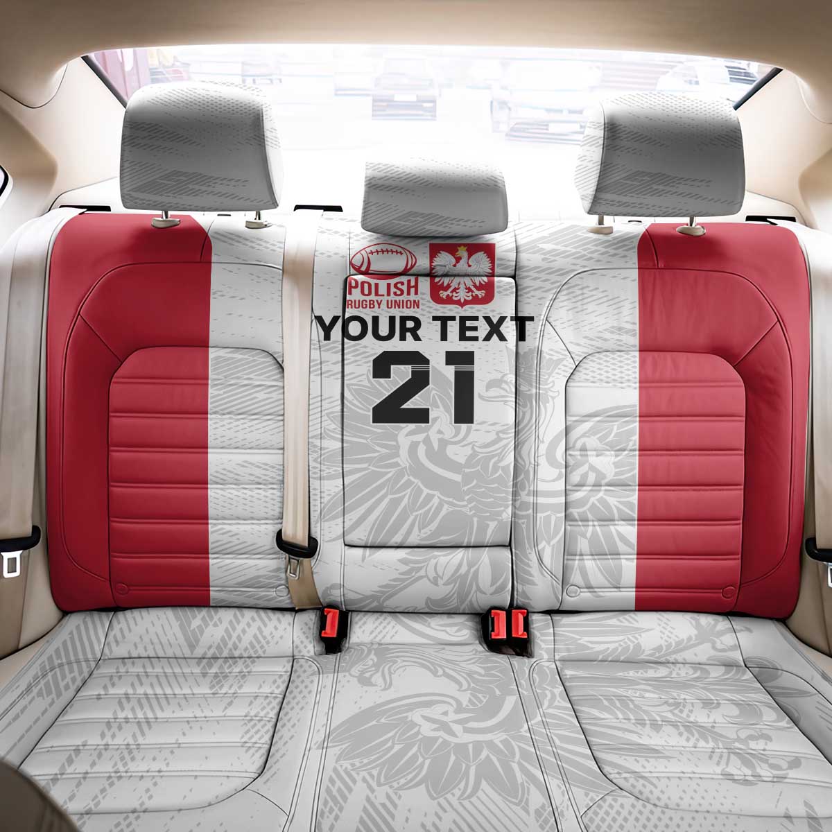 Poland Rugby Custom Back Car Seat Cover Biało-czerwoni The White and Reds Sporty Pattern LT9 - Wonder Print Shop