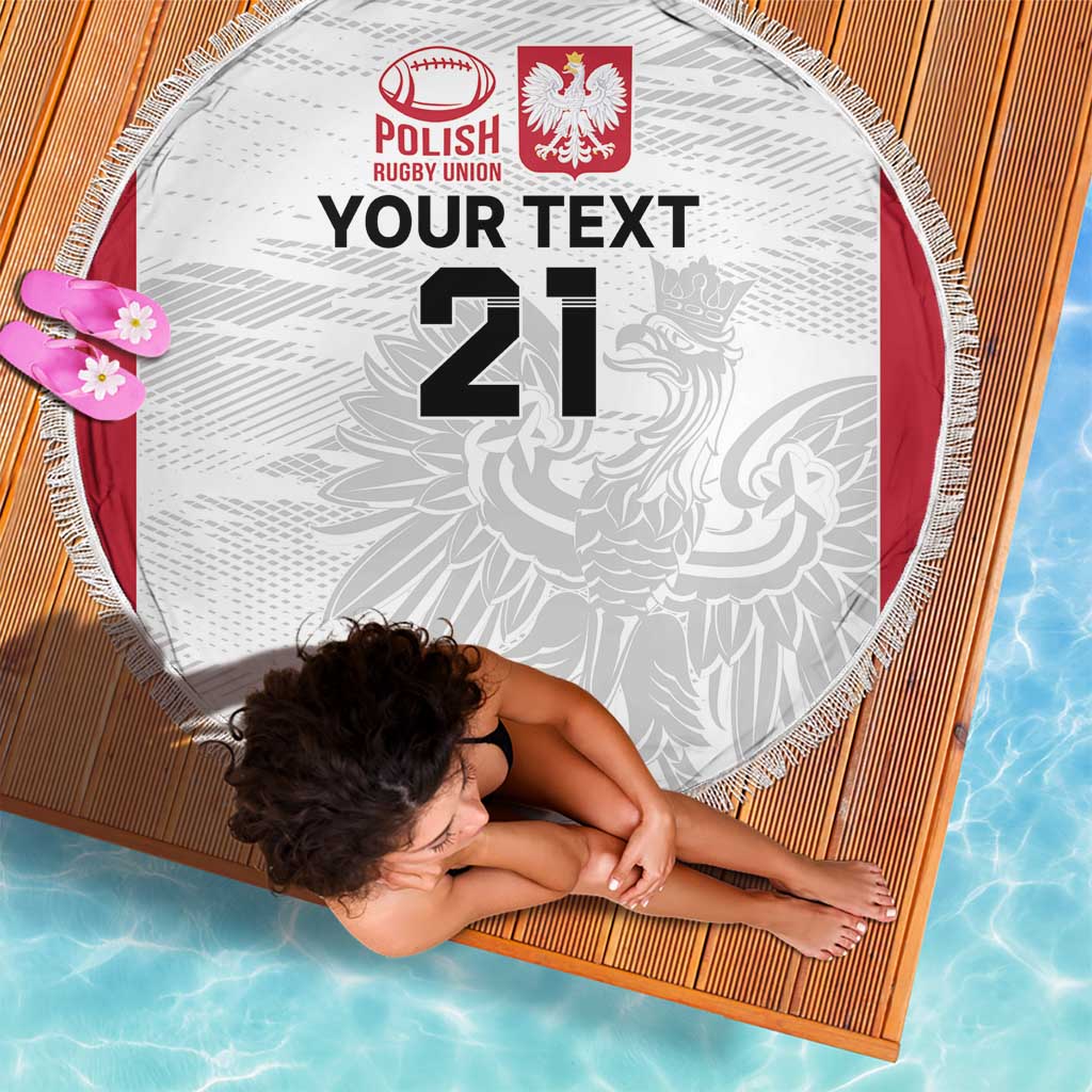 Poland Rugby Custom Beach Blanket Biało-czerwoni The White and Reds Sporty Pattern LT9 - Wonder Print Shop