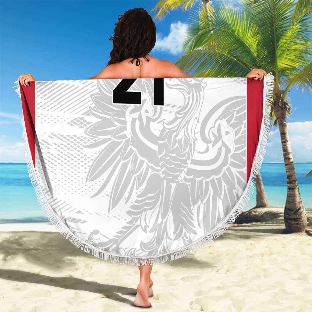 Poland Rugby Custom Beach Blanket Biało-czerwoni The White and Reds Sporty Pattern LT9 - Wonder Print Shop