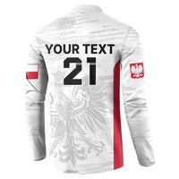 Poland Rugby Custom Button Sweatshirt Biało-czerwoni The White and Reds Sporty Pattern LT9 - Wonder Print Shop