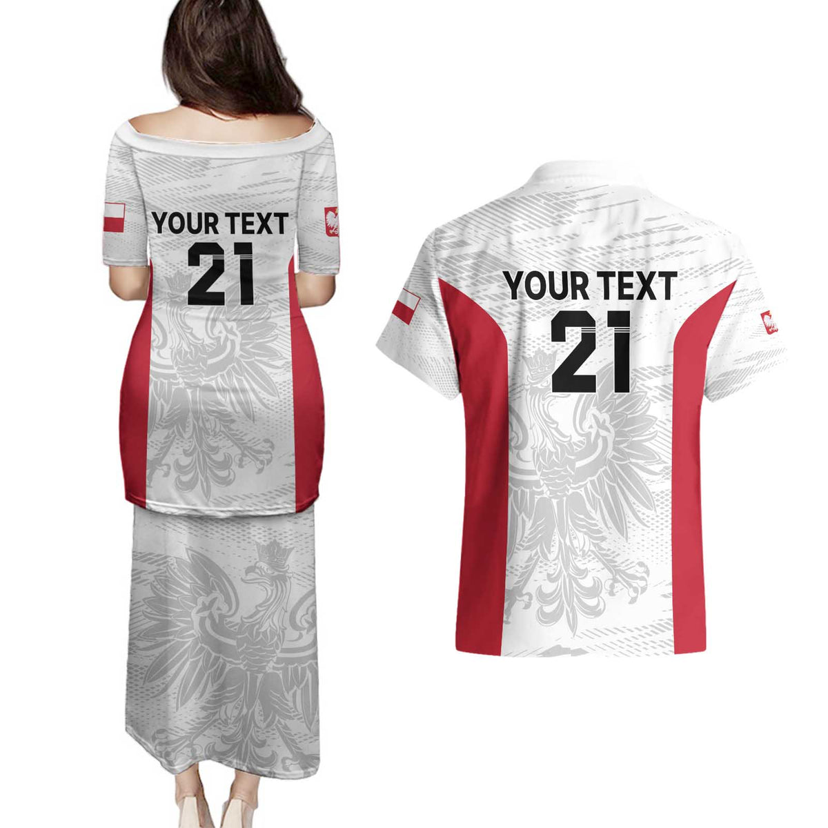 Poland Rugby Custom Couples Matching Puletasi and Hawaiian Shirt Biało-czerwoni The White and Reds Sporty Pattern LT9 - Wonder Print Shop