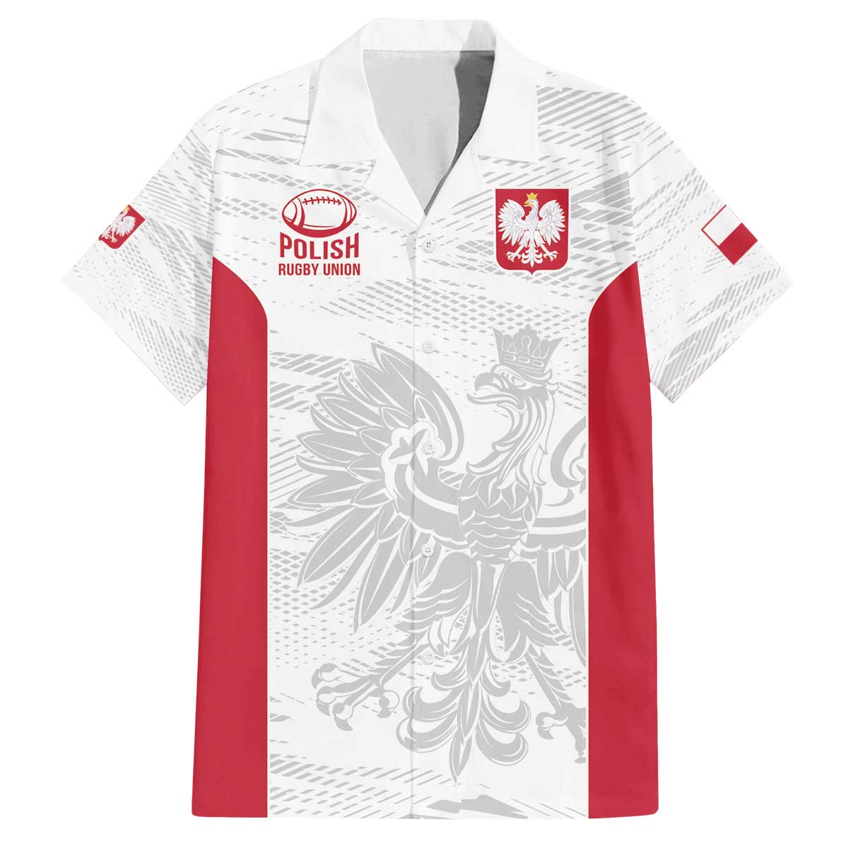 Poland Rugby Custom Family Matching Off The Shoulder Long Sleeve Dress and Hawaiian Shirt Biało-czerwoni The White and Reds Sporty Pattern - Wonder Print Shop