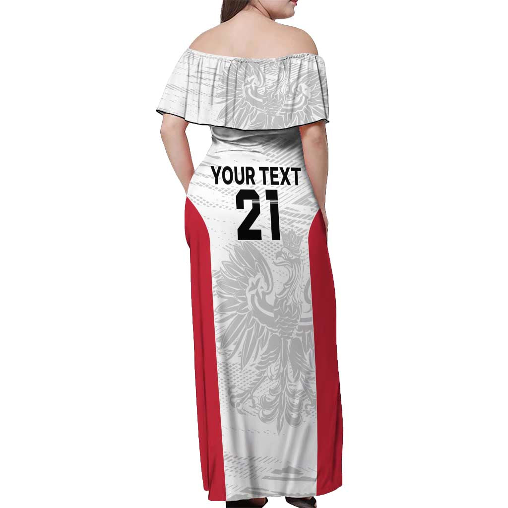 Poland Rugby Custom Off Shoulder Maxi Dress Biało-czerwoni The White and Reds Sporty Pattern - Wonder Print Shop