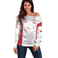 Poland Rugby Custom Off Shoulder Sweater Biało-czerwoni The White and Reds Sporty Pattern - Wonder Print Shop