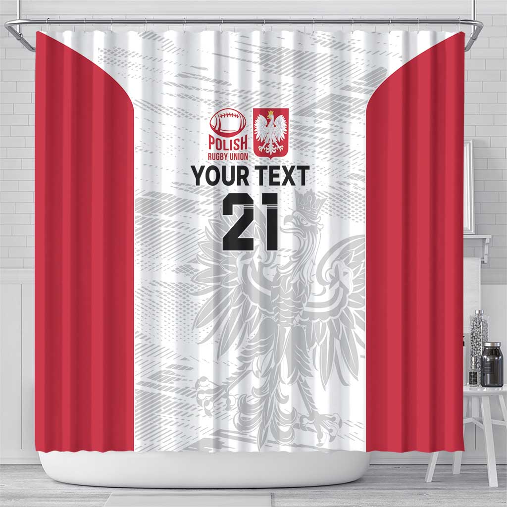 Poland Rugby Custom Shower Curtain Biało-czerwoni The White and Reds Sporty Pattern
