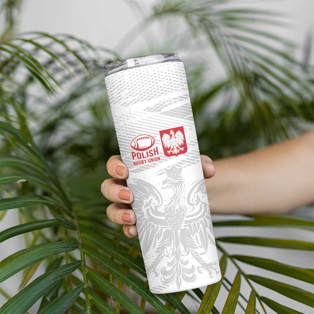 Poland Rugby Custom Skinny Tumbler Biało-czerwoni The White and Reds Sporty Pattern - Wonder Print Shop