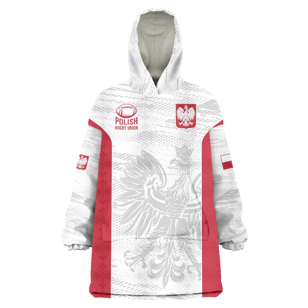 Poland Rugby Custom Wearable Blanket Hoodie Biało-czerwoni The White and Reds Sporty Pattern - Wonder Print Shop