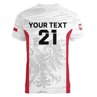 Poland Rugby Custom Women V-Neck T-Shirt Biało-czerwoni The White and Reds Sporty Pattern - Wonder Print Shop