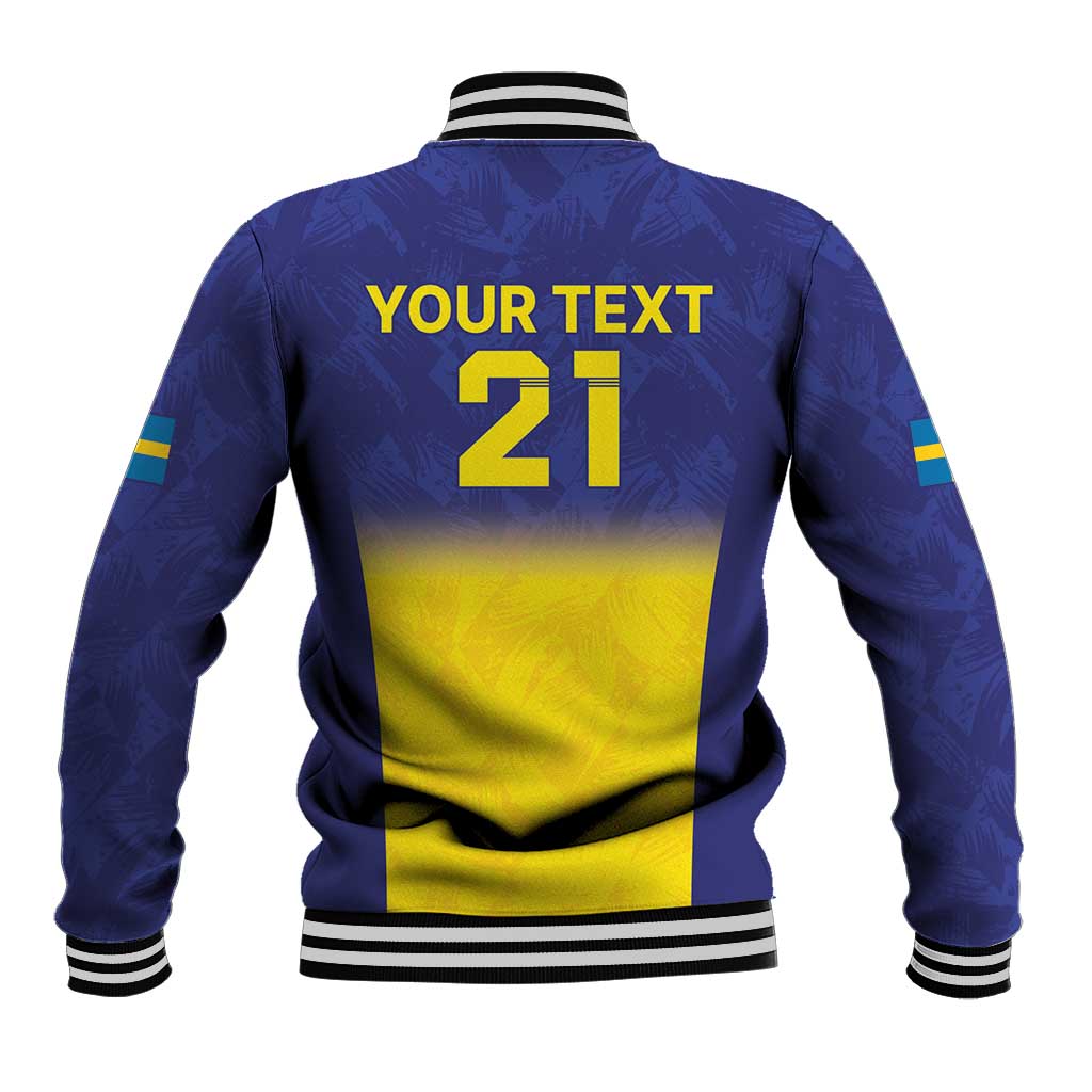 Sweden Rugby Custom Baseball Jacket Three Crowns of Sweden Blue Pattern LT9 - Wonder Print Shop