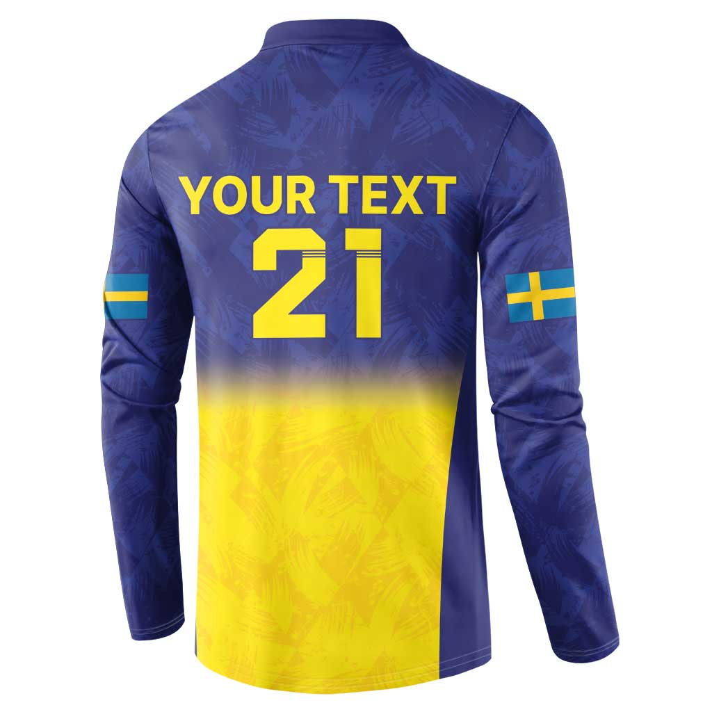 Sweden Rugby Custom Button Sweatshirt Three Crowns of Sweden Blue Pattern LT9 - Wonder Print Shop