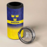 Sweden Rugby Custom 4 in 1 Can Cooler Tumbler Three Crowns of Sweden Blue Pattern LT9 - Wonder Print Shop