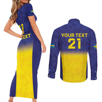 Sweden Rugby Custom Couples Matching Short Sleeve Bodycon Dress and Long Sleeve Button Shirt Three Crowns of Sweden Blue Pattern LT9 - Wonder Print Shop
