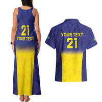 Sweden Rugby Custom Couples Matching Tank Maxi Dress and Hawaiian Shirt Three Crowns of Sweden Blue Pattern LT9 - Wonder Print Shop