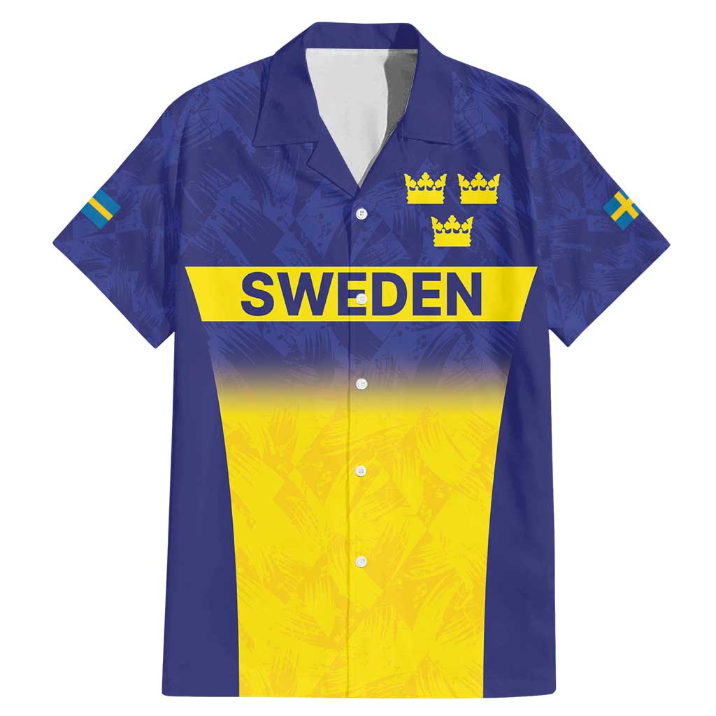 Sweden Rugby Custom Family Matching Mermaid Dress and Hawaiian Shirt Three Crowns of Sweden Blue Pattern LT9 - Wonder Print Shop