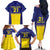 Sweden Rugby Custom Family Matching Off The Shoulder Long Sleeve Dress and Hawaiian Shirt Three Crowns of Sweden Blue Pattern - Wonder Print Shop
