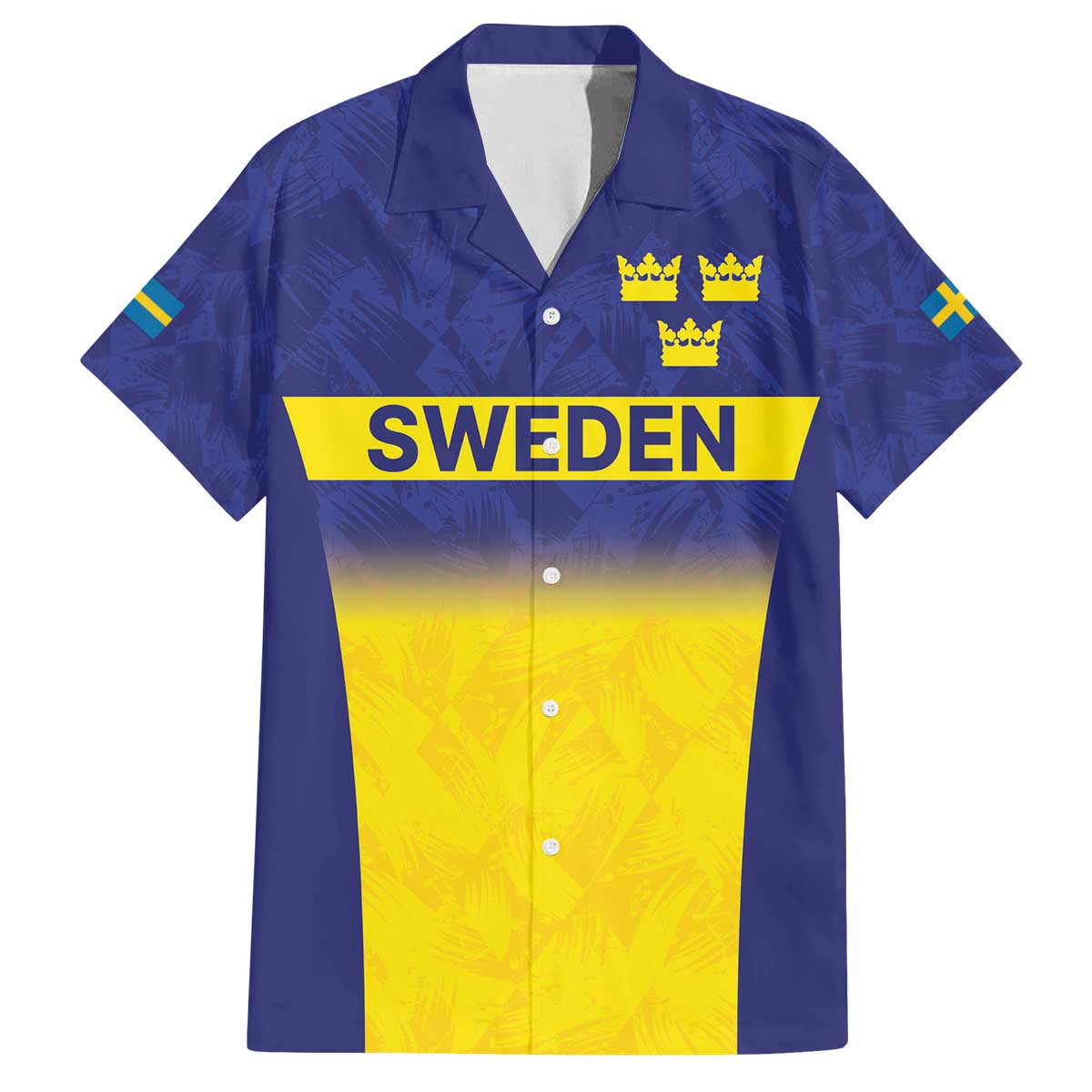 Sweden Rugby Custom Family Matching Off The Shoulder Long Sleeve Dress and Hawaiian Shirt Three Crowns of Sweden Blue Pattern - Wonder Print Shop