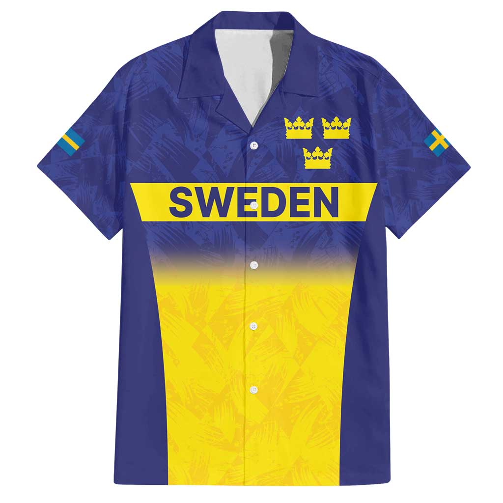 Sweden Rugby Custom Family Matching Off Shoulder Maxi Dress and Hawaiian Shirt Three Crowns of Sweden Blue Pattern LT9 - Wonder Print Shop