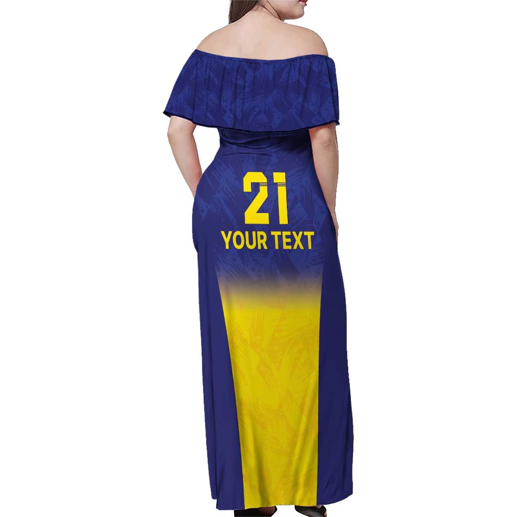 Sweden Rugby Custom Family Matching Off Shoulder Maxi Dress and Hawaiian Shirt Three Crowns of Sweden Blue Pattern LT9 - Wonder Print Shop