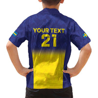 Sweden Rugby Custom Family Matching Short Sleeve Bodycon Dress and Hawaiian Shirt Three Crowns of Sweden Blue Pattern - Wonder Print Shop