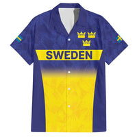 Sweden Rugby Custom Family Matching Short Sleeve Bodycon Dress and Hawaiian Shirt Three Crowns of Sweden Blue Pattern - Wonder Print Shop