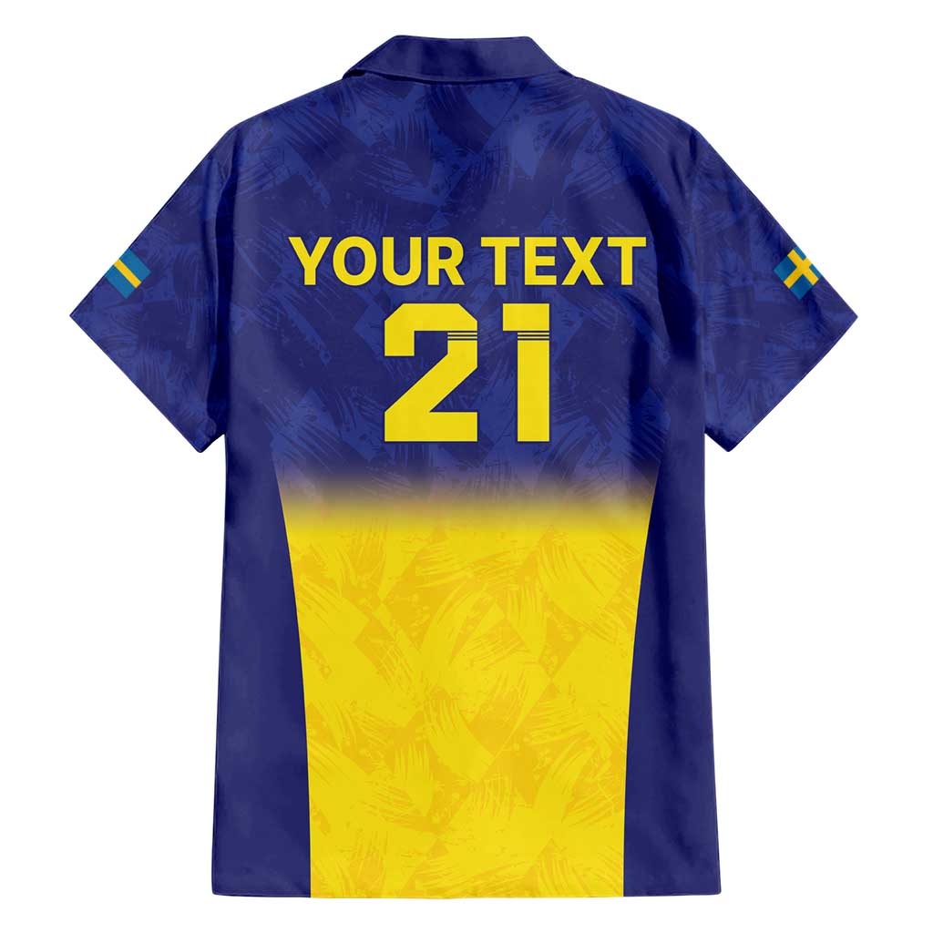 Sweden Rugby Custom Family Matching Short Sleeve Bodycon Dress and Hawaiian Shirt Three Crowns of Sweden Blue Pattern - Wonder Print Shop