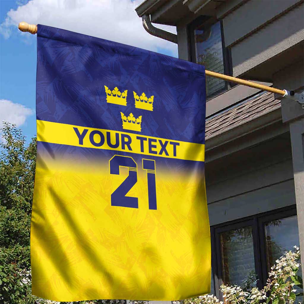 Sweden Rugby Custom Garden Flag Three Crowns of Sweden Blue Pattern - Wonder Print Shop